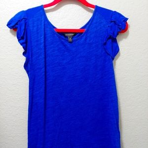 Banana Republic Royal Blue Flutter Sleeve Top Women’s Medium Summer Blouse